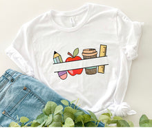 Load image into Gallery viewer, Teacher pencil custom name shirt
