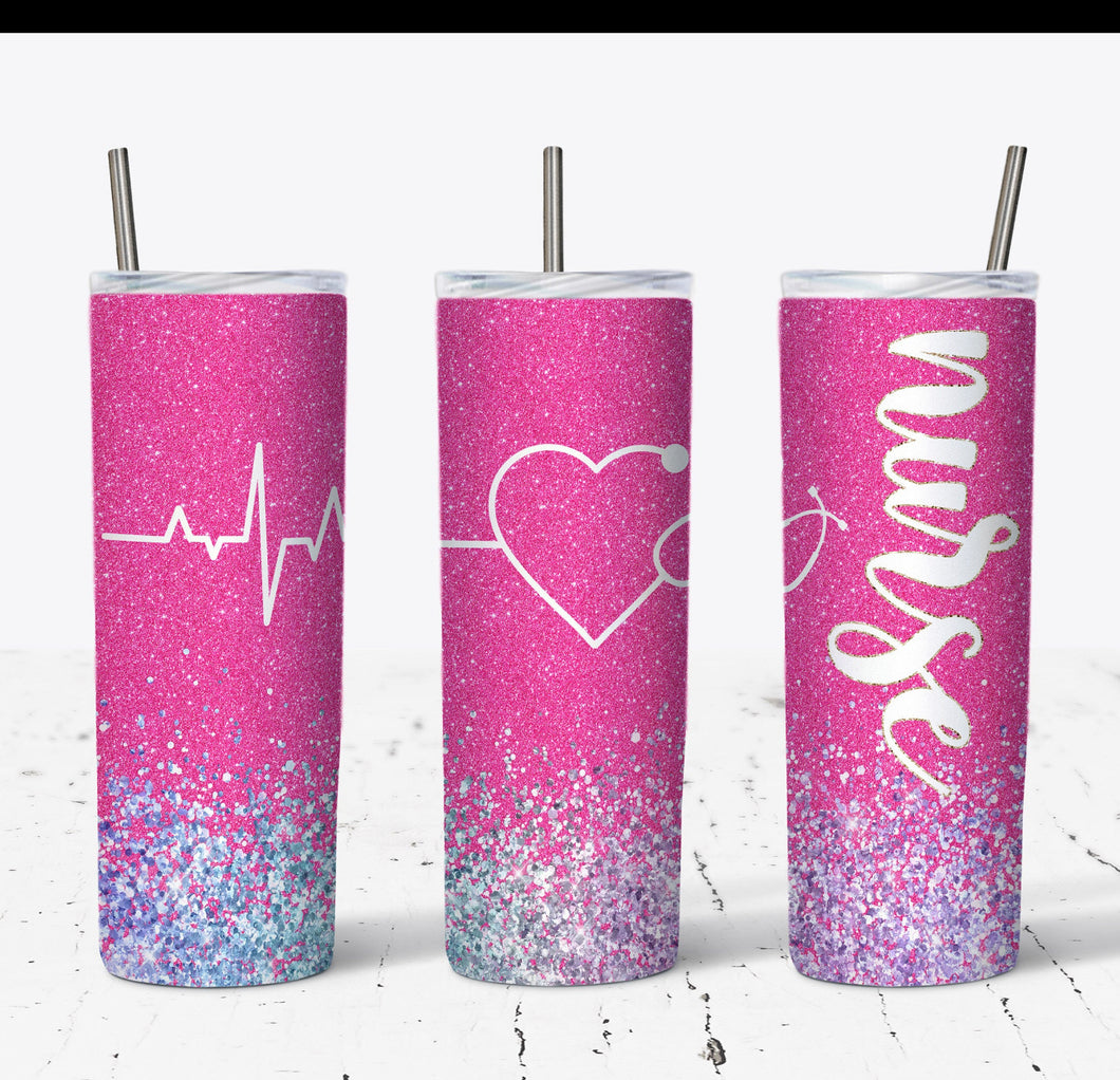 Ombré pink glitter tumbler